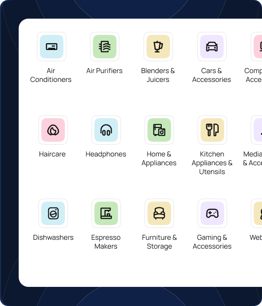 Explore product manuals by category, including home appliances, electronics, personal care, and more.